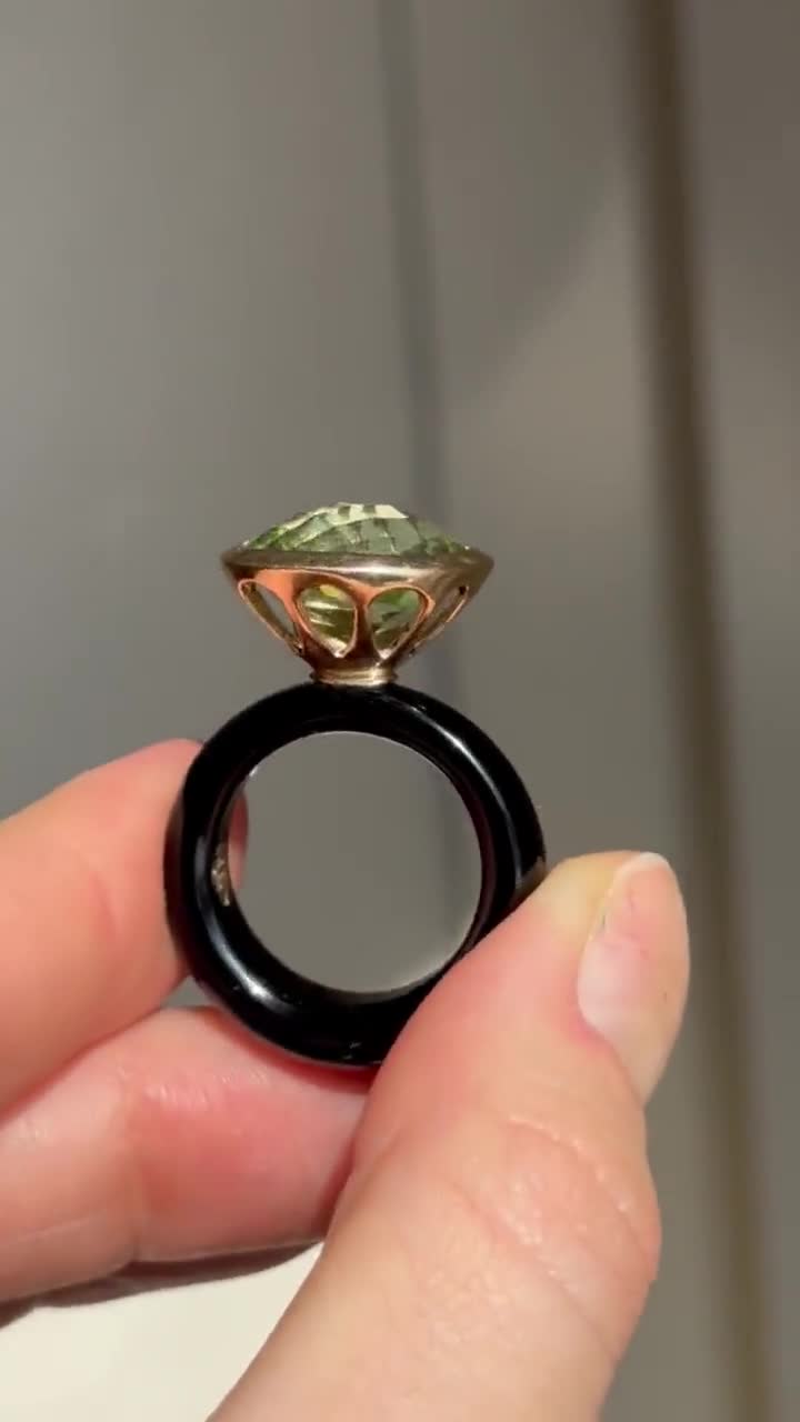 エステート 10KT イエローゴールド ブラックオニキス バンドリング +