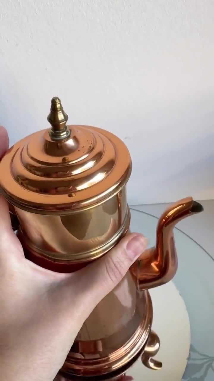 Vintage DAALDEROP Copper & Brass Coffee Pot: Dutch Mid-century