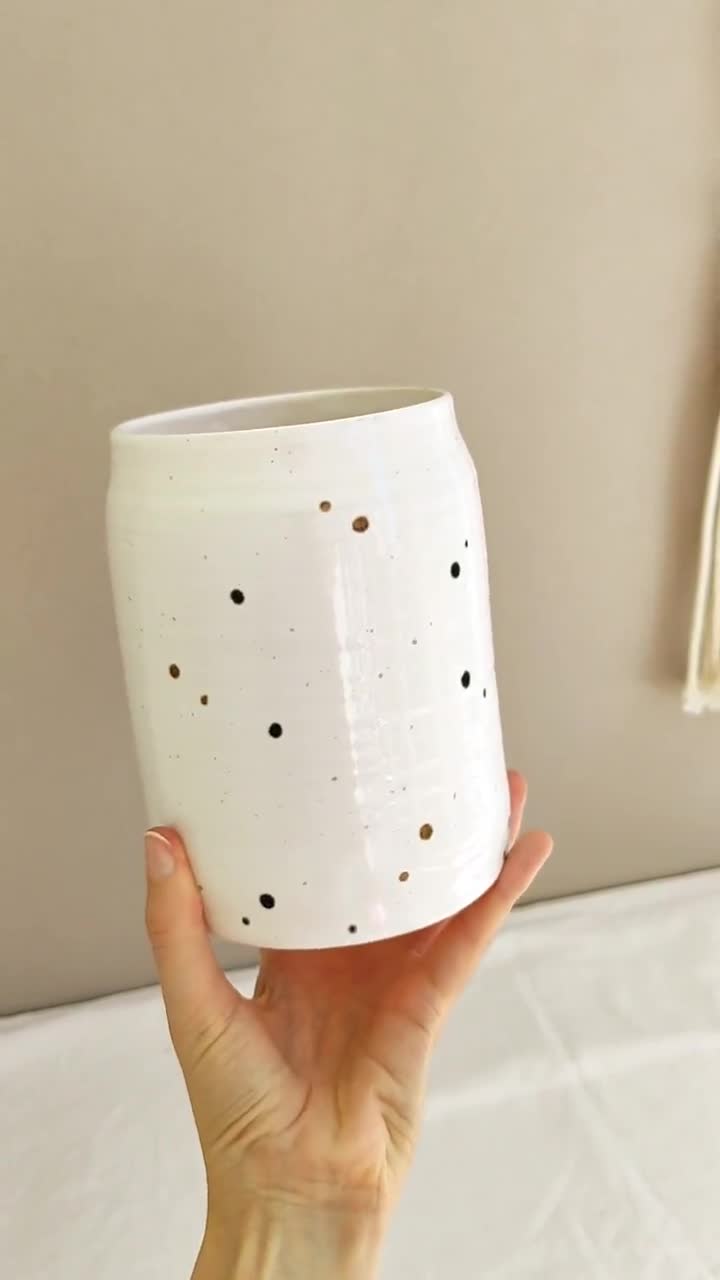 Hand Thrown Ceramic Utensil Jar – Saffron + Poe