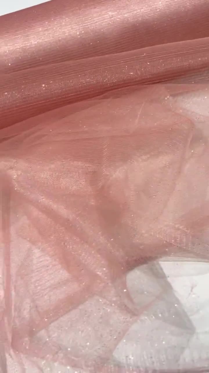 Rose Gold Sparkle Tulle Glitter Fabric Shimmer/ Tulle Glitter for Dresses/  Mesh Glitter Fabric/ Costume Fabric/ Wholesale 