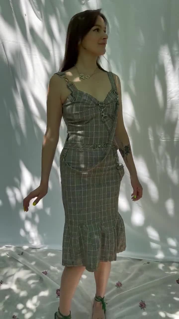 Y2K Vintage Moschino Plaid Dress, Multistraps Gown - Etsy