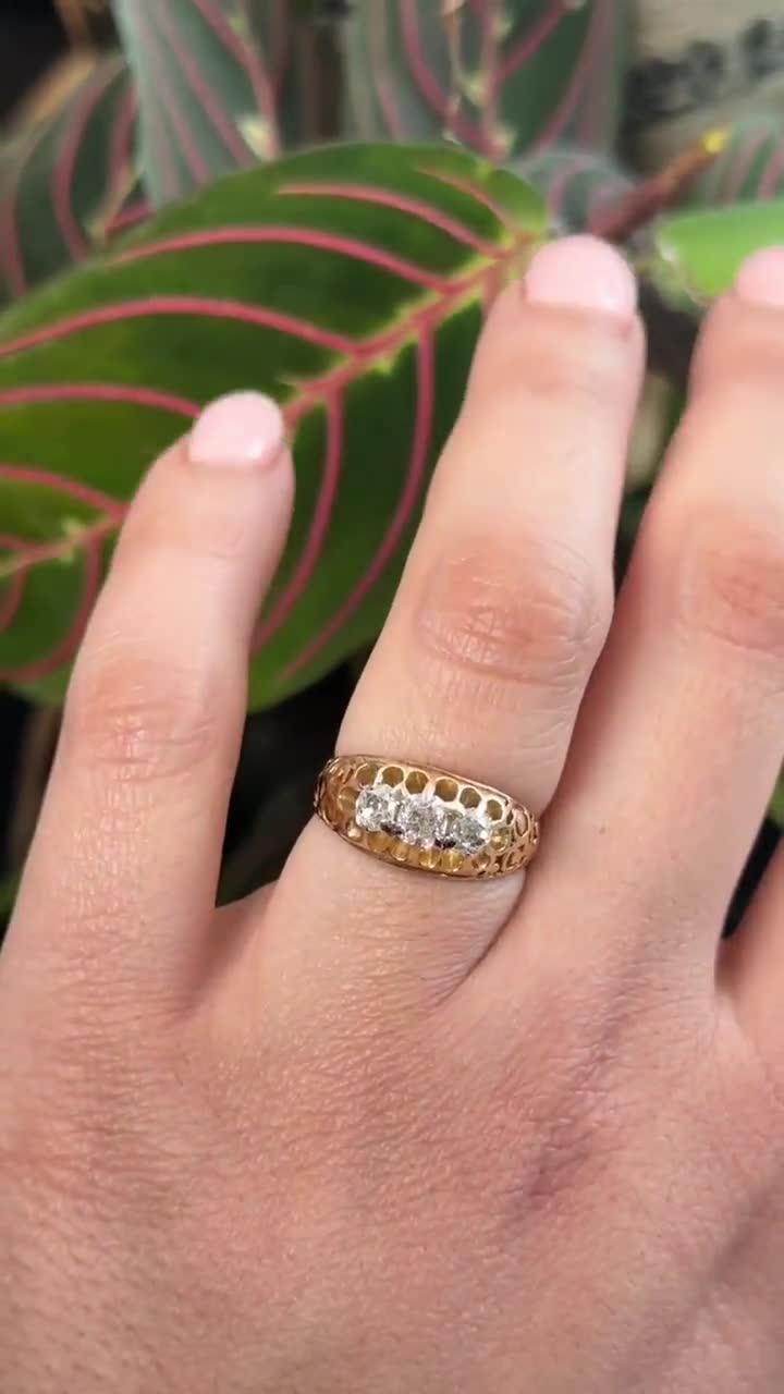 アンティーク ビクトリア朝 14K ゴールド オールドマインカット