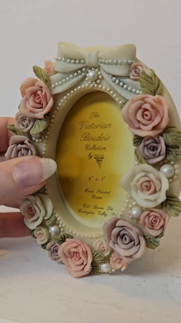 Hand Painted 1993 Picture Frame 2x3” by Dezine– Victorian Rose