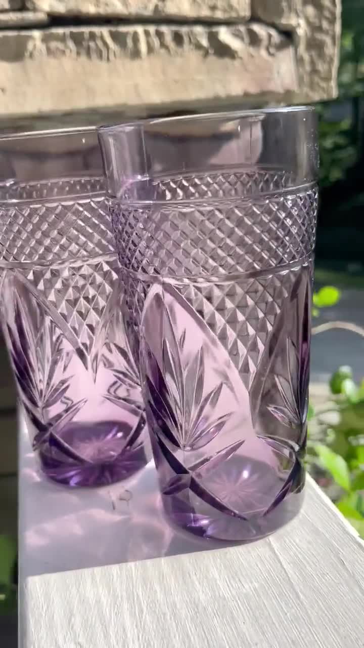 Cristal D'Arques-Durand Antique Amethyst cooler glasses/tumbler  glasses/purple iced tea glasses set of 2