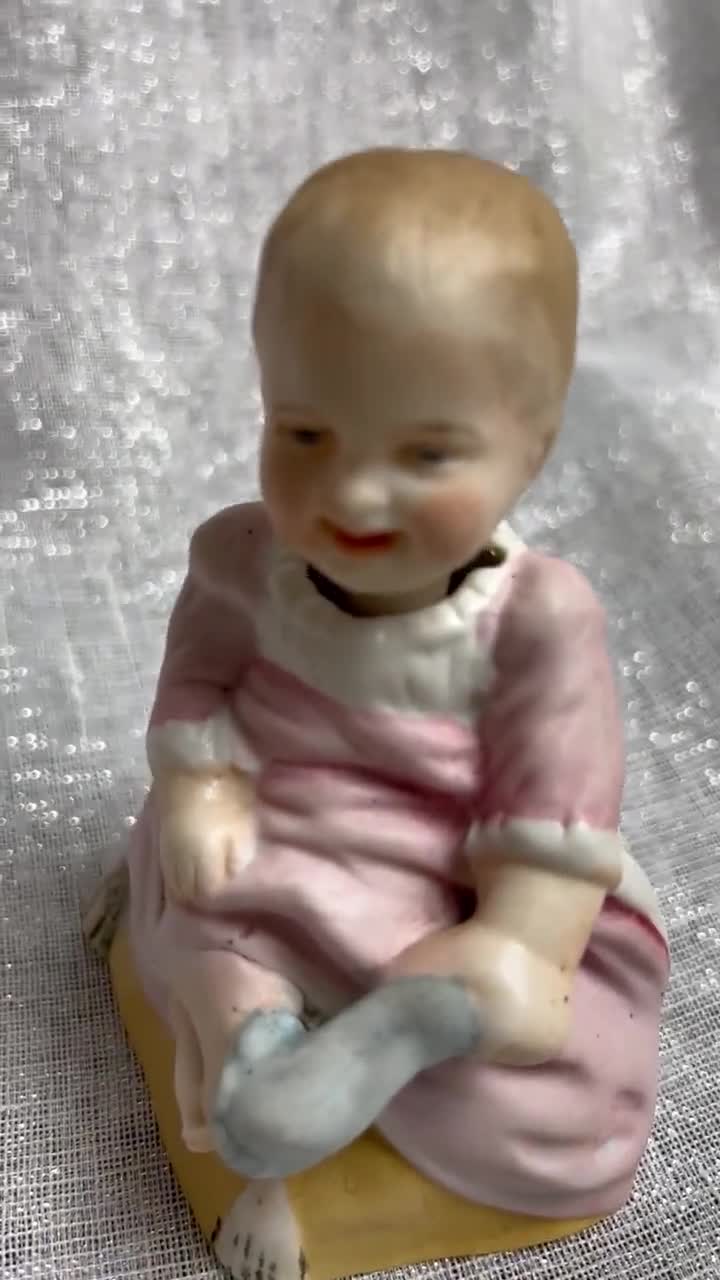 Antique Vintage Nodding Chinese Bobble Head Biscuit Porcelain