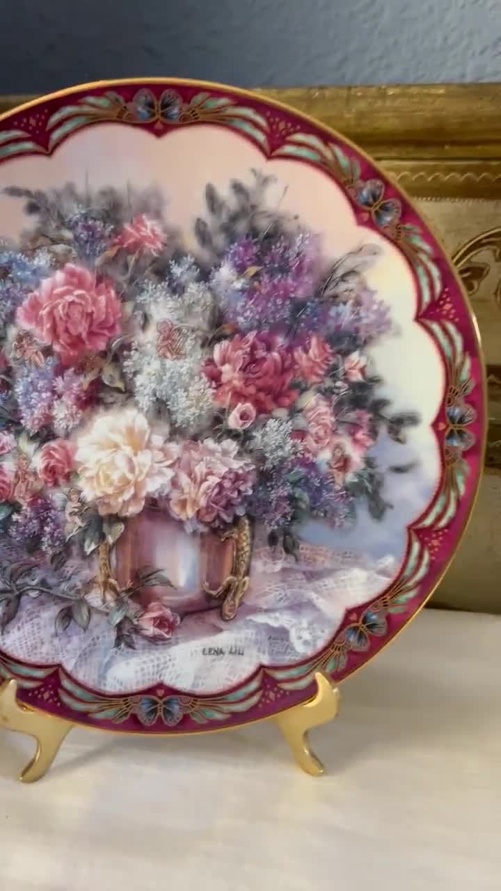 Vintage Lena Liu Porcelain Plate, Floral 