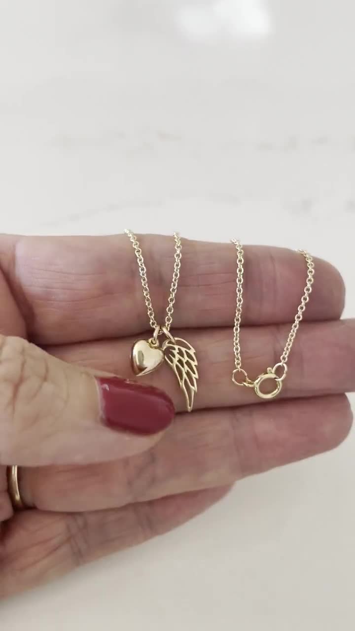 Gold Angel Wing Necklace, Sympathy Bereavement Memorial Gift, Jewelry for  Loss of Mother Father Baby Grandmother Grandfather Miscarriage 