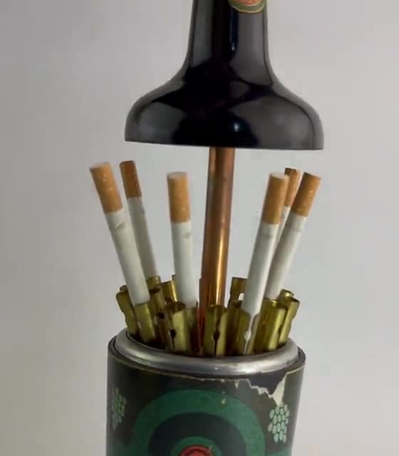 rare vintage cigarette holder in alcohol bottle form, soviet desk case,  keeper cigarette dispenser carousel, vodka cognac bottle, samogon