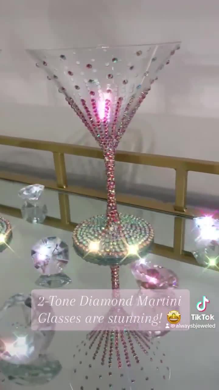 Oversized Diamond Martini Glass Bedazzled Martini Glass Wedding Anniversary  Birthday Party Decor Gift for Her Bling 