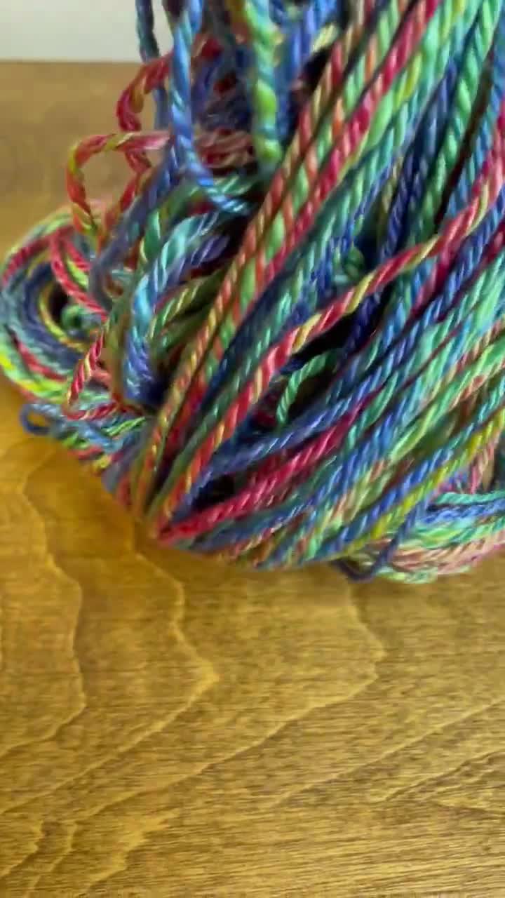 Hand Spun Yarn, Free Pattern, Multi-colored 3 Ply, Merino Wool