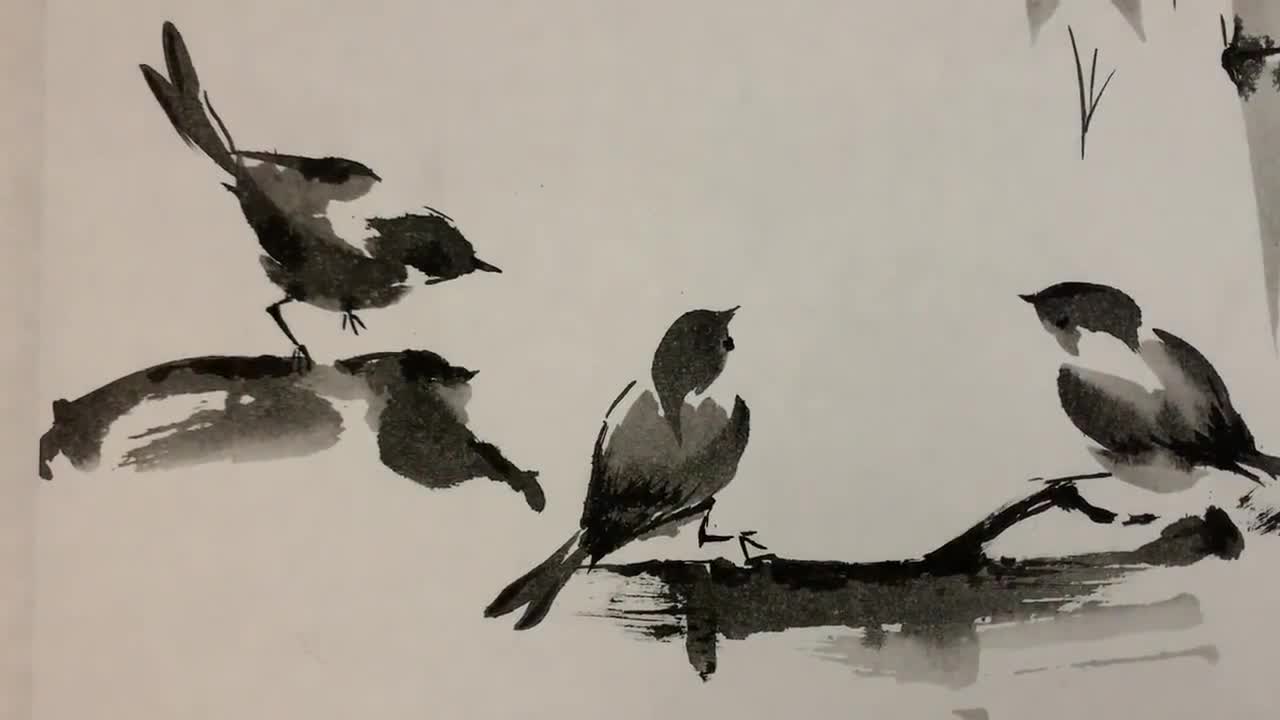 屏風　Sumi-e a painting in black ＆white 屏風 Sumi-e a painting in black ＆white UNSOLO6 Original