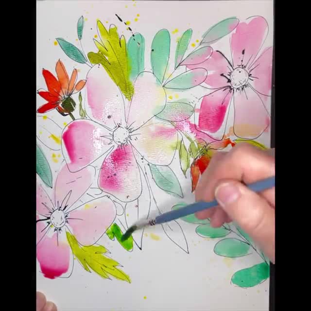 Floral Watercolor Painting, Colorful Wildflowers, Original Art