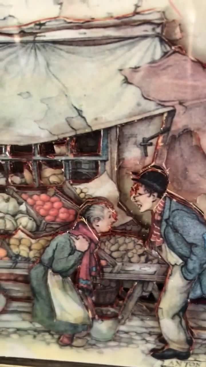 Anton Pieck. Framed Print: Vintage Dutch Market Scene Illustration