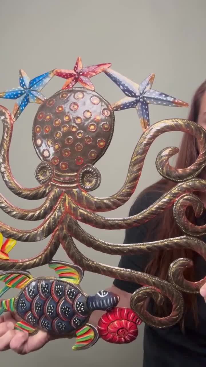 Octopus, Haiti Metal Wall Art, Under the Sea Creatures, Handmade from Steel  Drum Oil Barrels, Fair Trade