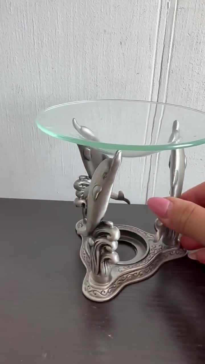Vintage 90s Jumping Dolphin Fine Pewter Candle Oil Burner