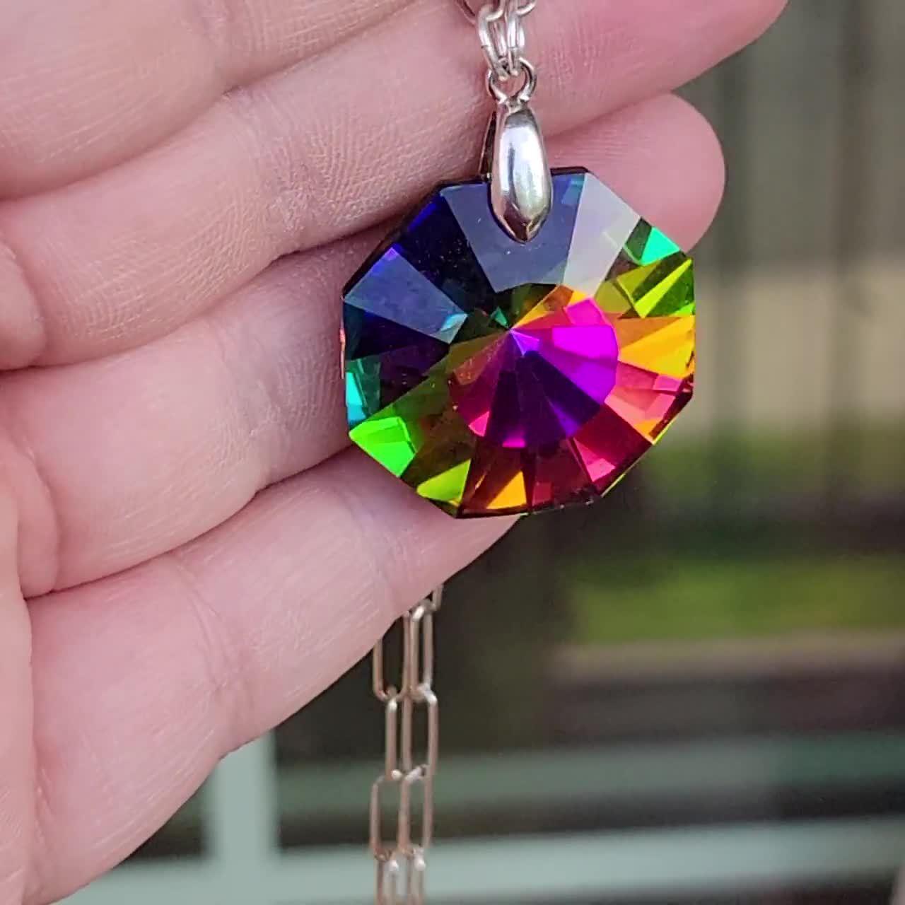 ヴィンテージ スワロフスキー レインボー プリズム ロング