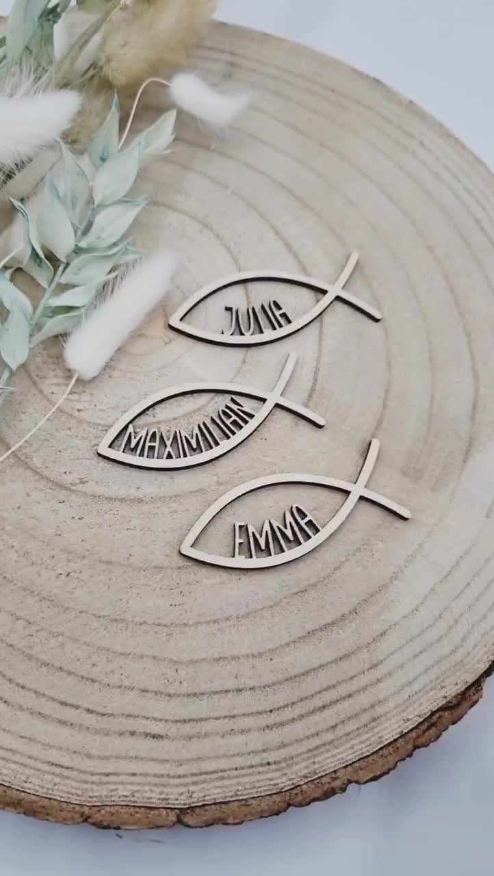 Decorazioni Tavolo Comunione Scritta Tedesca Zur Konfirmation Bianco Coriandoli Pesce Legno Ornamento da Tavola Comunione Prima Cresima Nascita Bambini Addobbi Casa