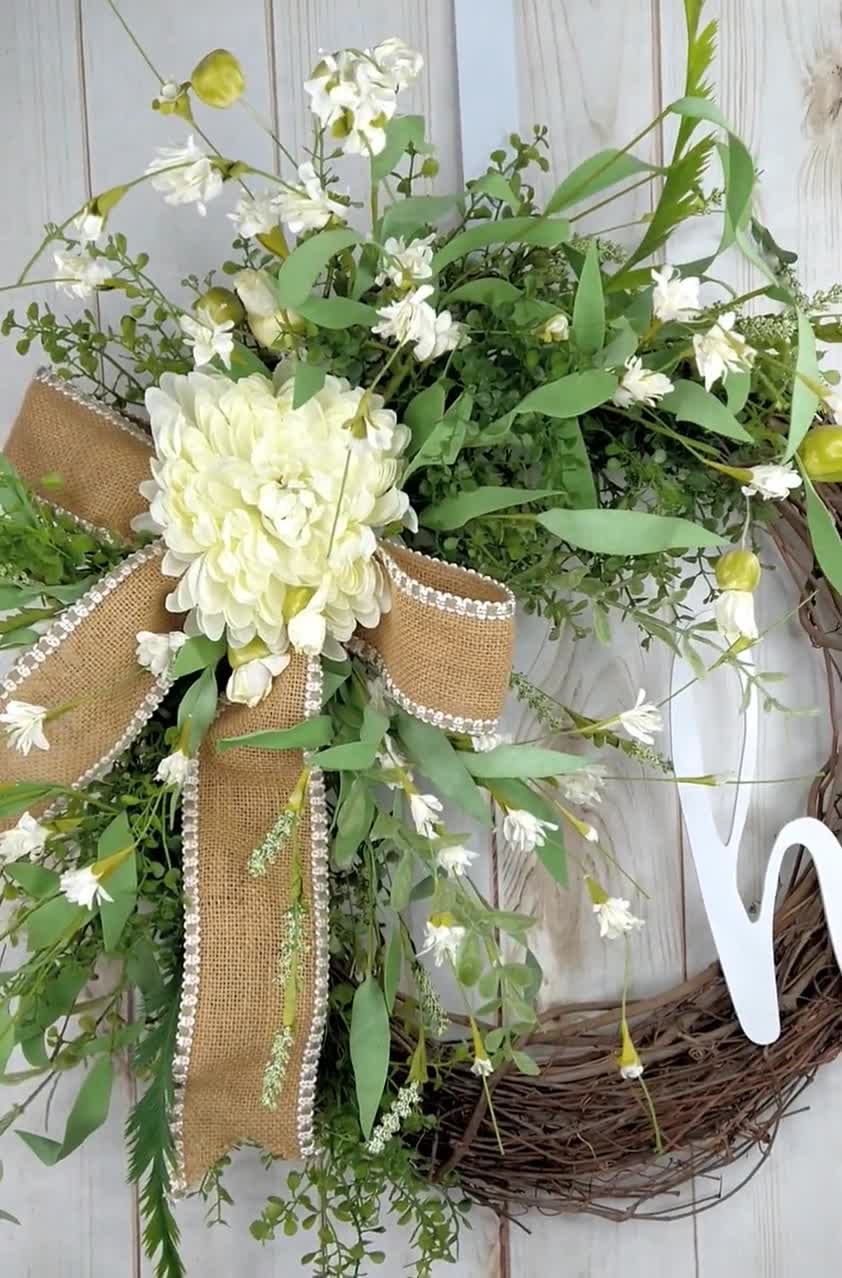 Everyday Floral Grapevine Wreath, Housewarming store Gift, Twig Wreath