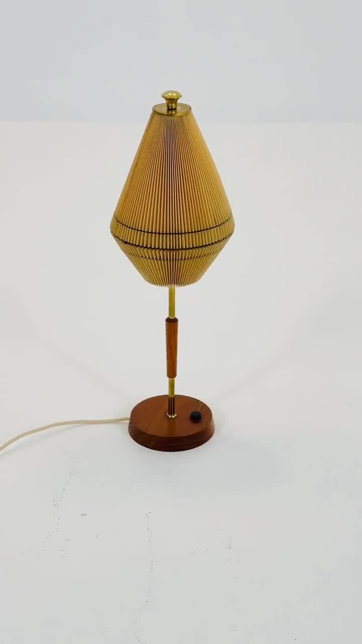 Mid Century Teak and Brass Table Lamp by Frits Muller for Temde