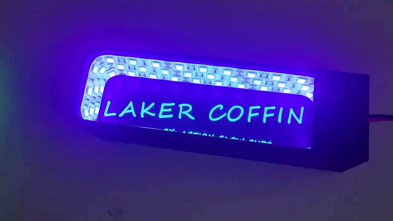 Action Glow Cups Laker Coffin! Motion activated UV LED light tray for bigger glow in the dark ice fishing lures. video poster