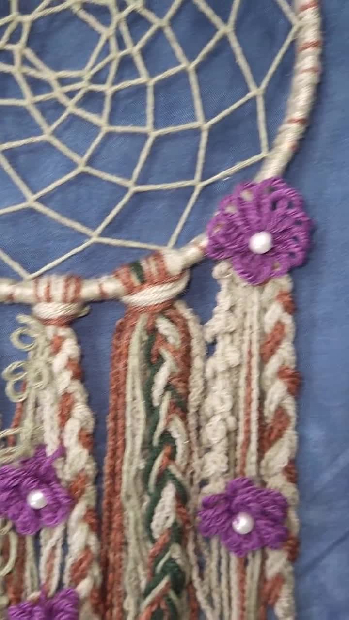 Dreamcatcher Medium: Purple Flowers With Greenery Vines Hanging