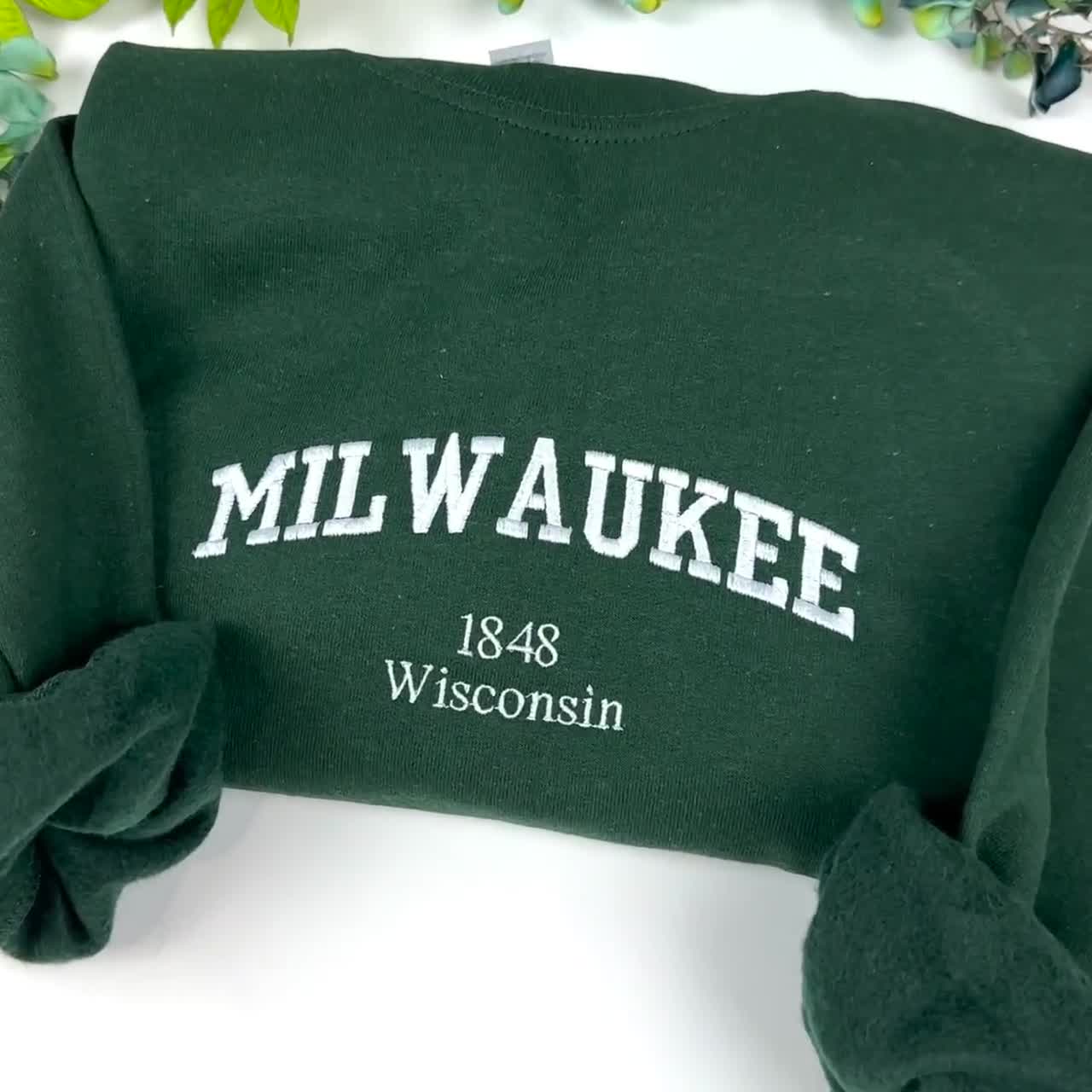 Milwaukee Embroidered Sweatshirt Custom City Embroidered Sweatshirt  Wisconsin 