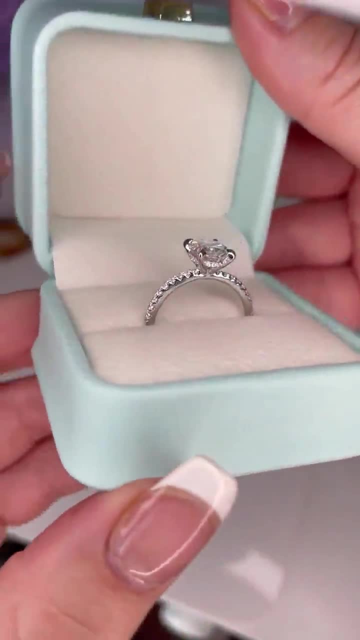 Hidden Halo. Sterling Silver 925 Engagement Ring With 2.5CT