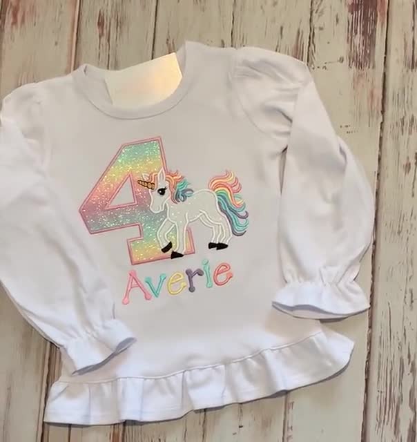 Rainbow Unicorn Birthday Shirt, Unicorn Party Outfit, 1st 2nd 3rd 4th 5th  6th 7th 8th 9th Birthday, Sew Cute Creations 