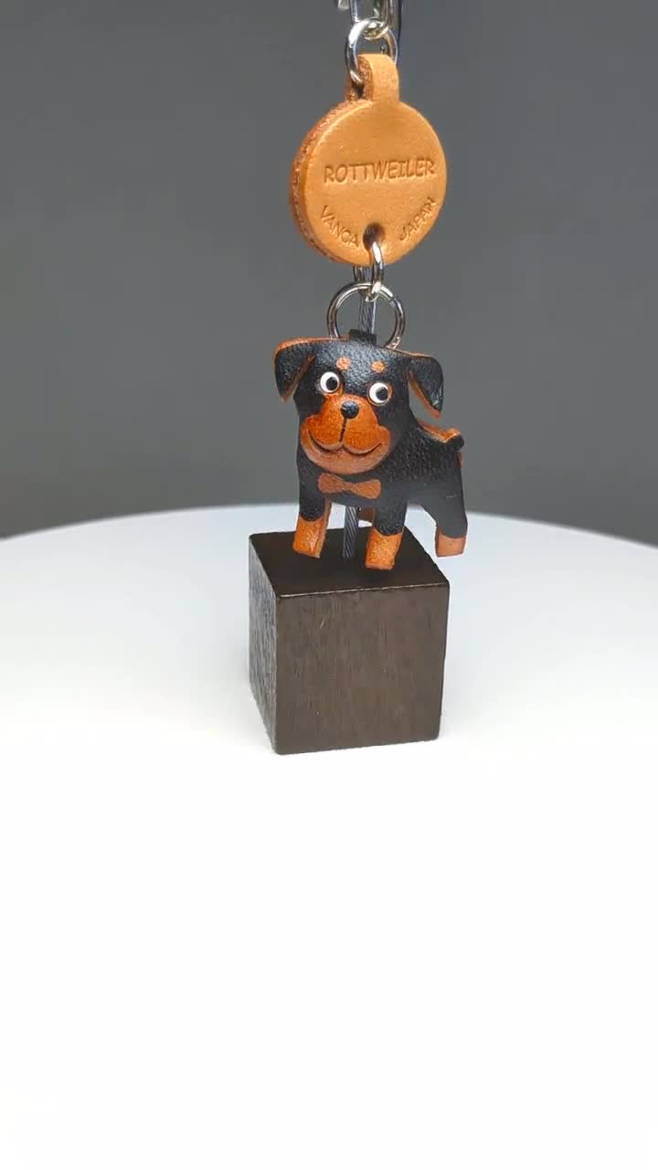 3D Leather Rottweiler Keychain, Handmade Dog Purse Charm - Etsy