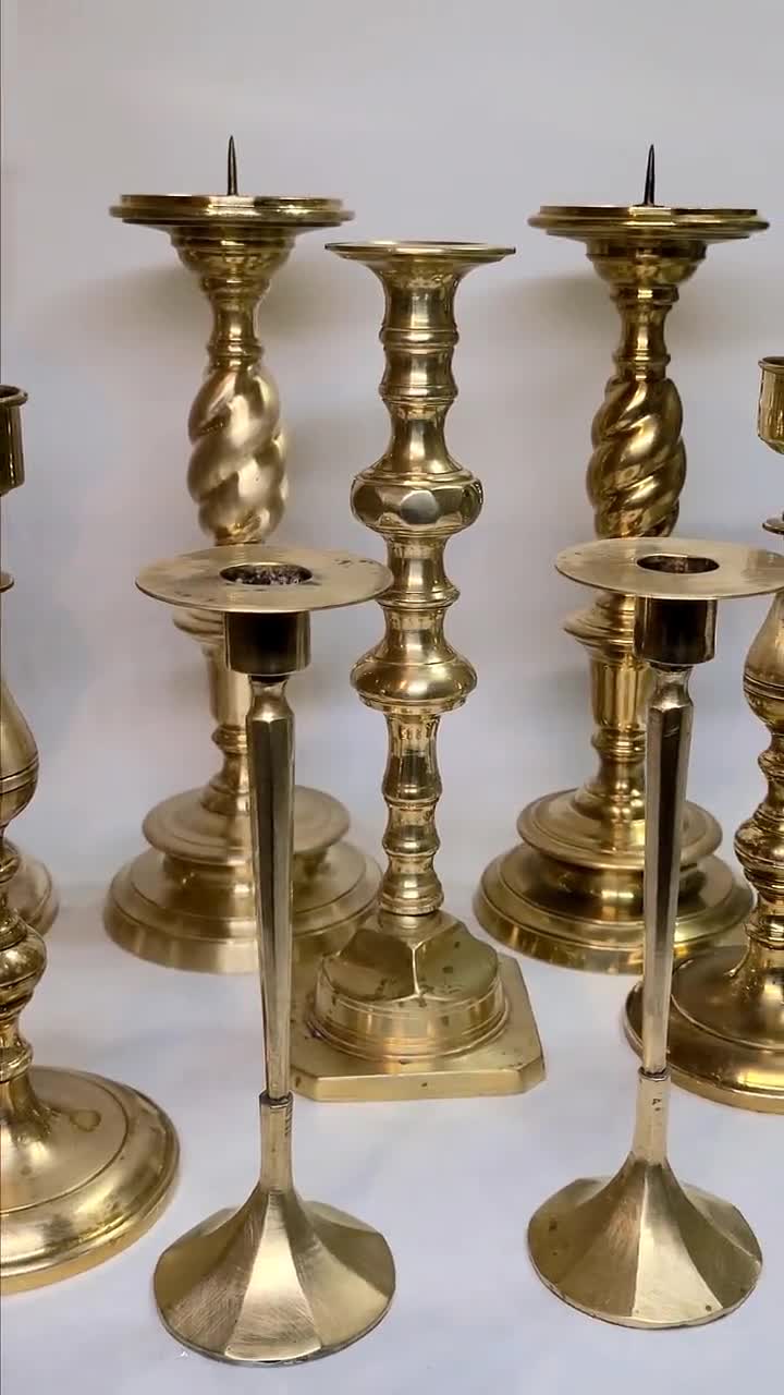 Buy the Bundle of Assorted Brass Candlesticks