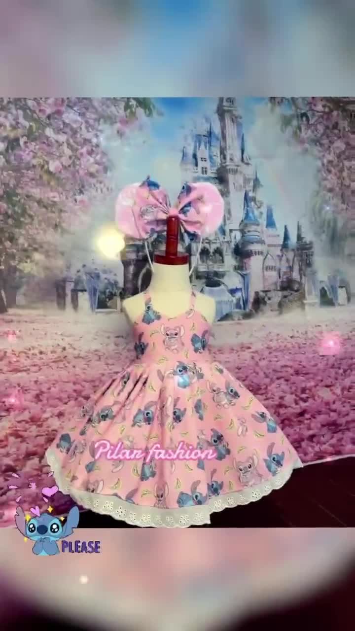 pink stitch dress Pink Stitch Sling Summer Dress, Angel Stitch Floral Women Sundress, Lilo and Stitch Inspired Dress, Disney Park Outfit, Kawaii Stitch D