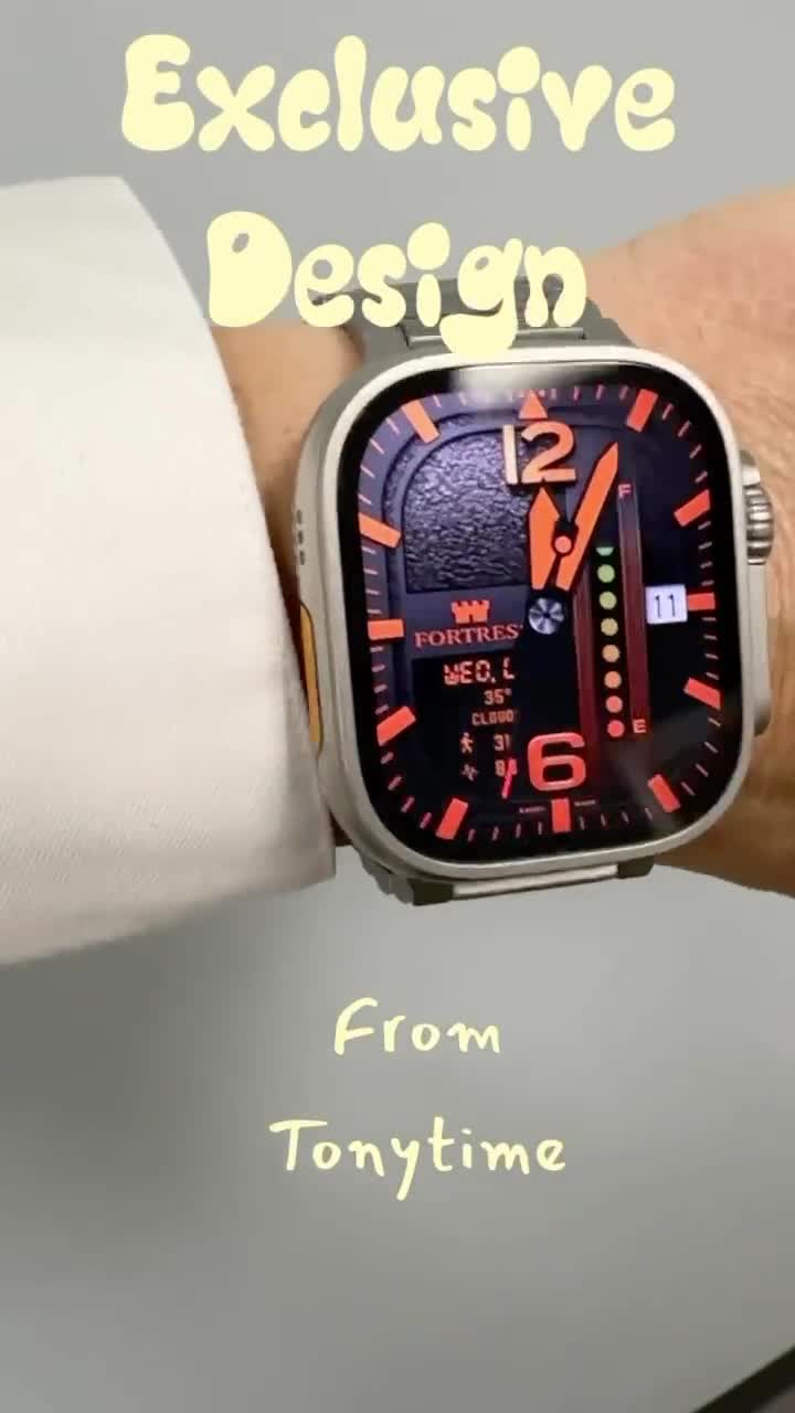 Clockology Apple Watch の文字盤: 要塞ミリタリーデザイン (デジタル