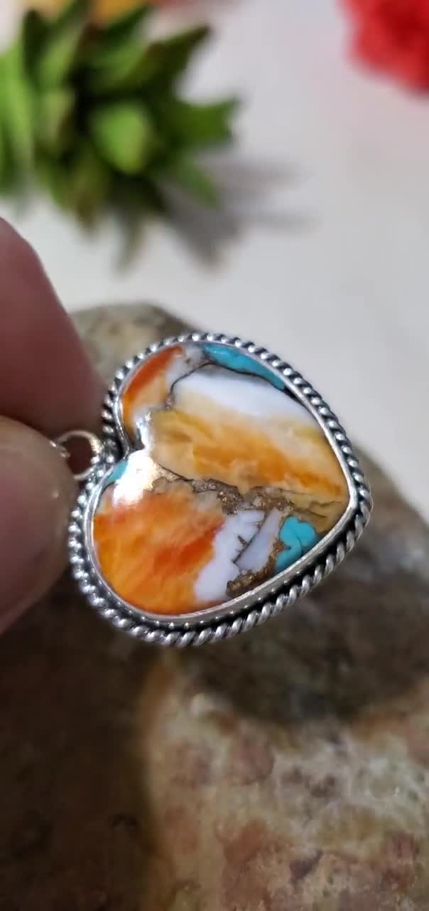 スパイニーオイスター銅ターコイズハートペンダント/モハーベ