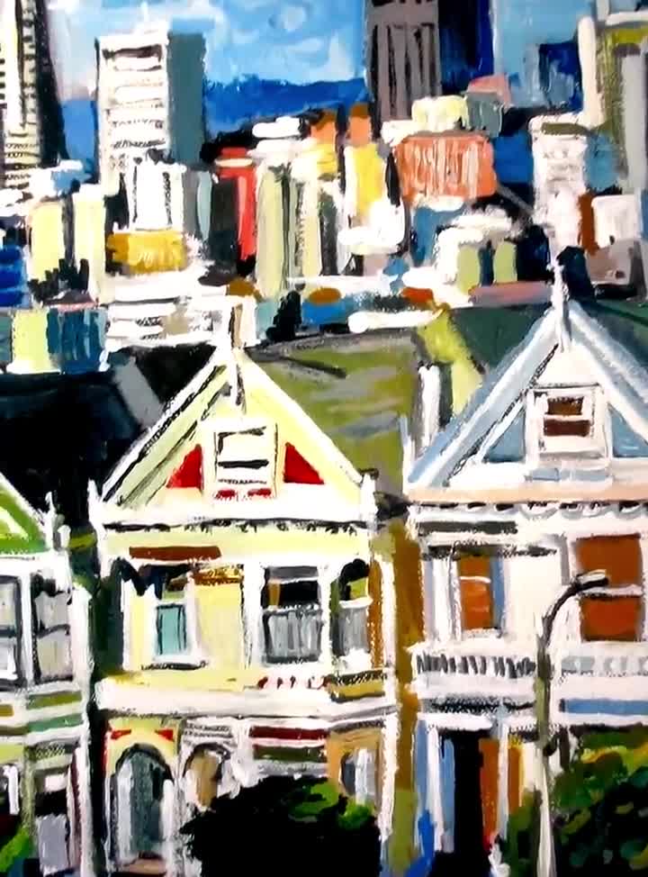 San Francisco Painting, the Painted Ladies, Victorian Art Print