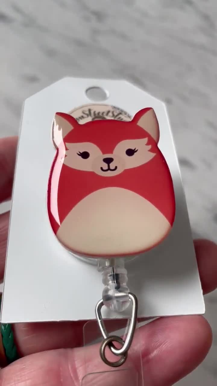 Fox ID Badge Reel. Cute Fox Badge Reel. Kawaii Fox ID Reel 