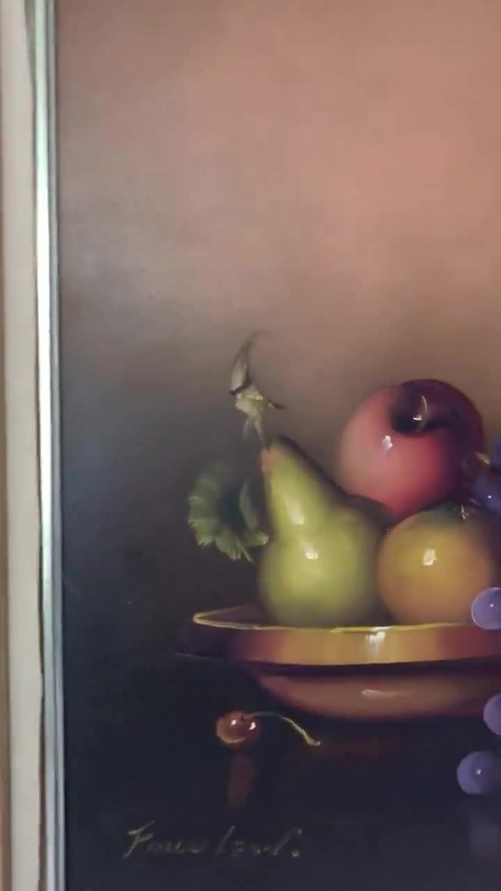 フランス　アンティーク　油彩画 果物の静物画　ビンテージ　アールヌーボー フランス アンティーク 油彩画 果物の静物画 ビンテージ アール