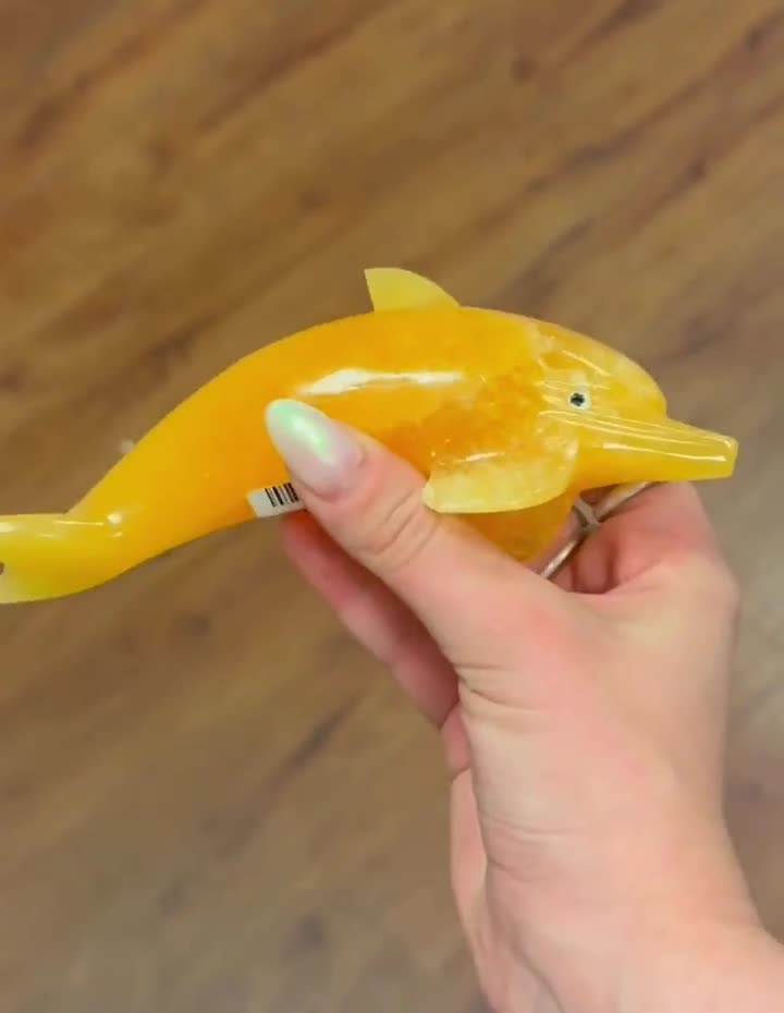 Stone Dolphin Carving – Hand Carved Crystal Figurine in