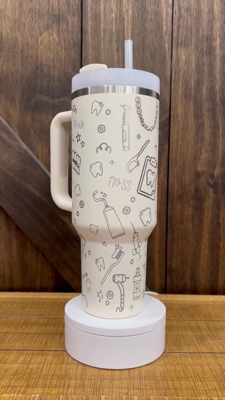Ello White Ceramic Travel Mug with Wood Bottom - Holds 16oz - Used