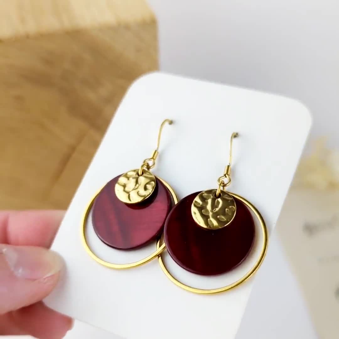 Orecchn pendent a sprale astratt modern, goell fatt a mano, regalo da damgella d
