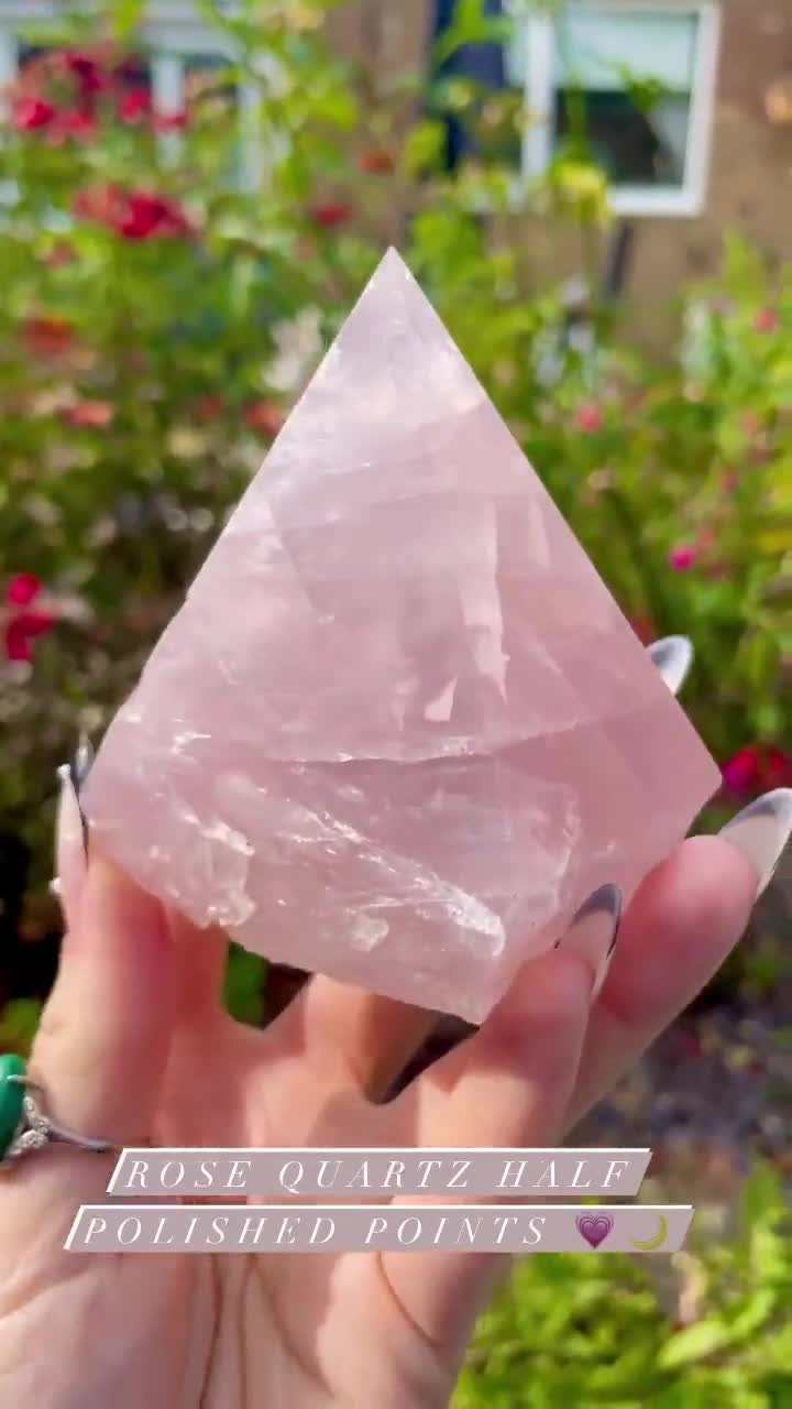 Rose Quartz Tower Half Polished Point raw crystal healing home decoration  witchy ornament energy generator gift for her