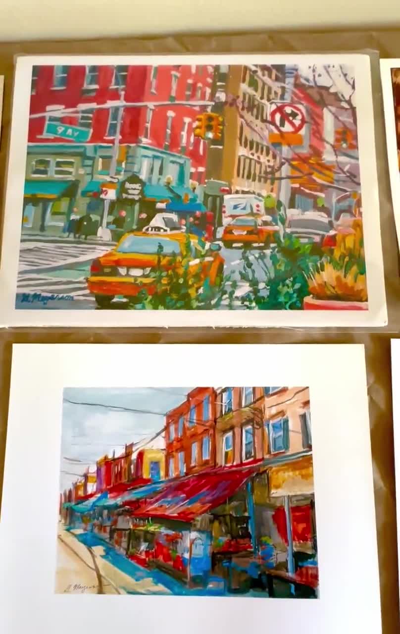 絵画 Iconic Landscape Colors on 14th Street, Art Print. NYC Cityscape Painting. Gwen
