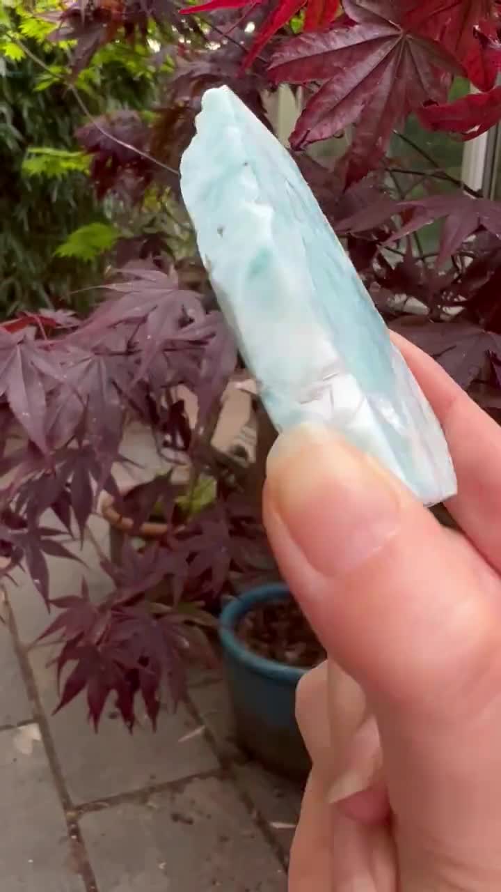 Large Larimar Slice Slab Dolphin Stone AAA+ : Peace / Love