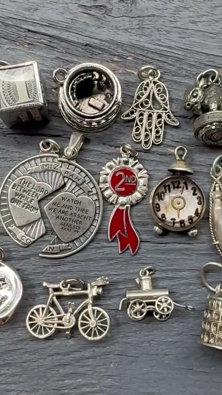 CHOICE Vintage Sterling Bracelet Charm, Mizpah Coin, Mozart, Mad