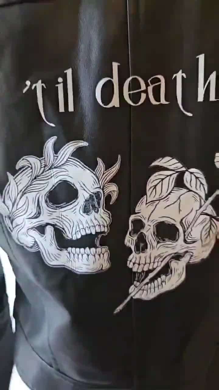 Til Death Script Black Vegan Leather Moto Jacket