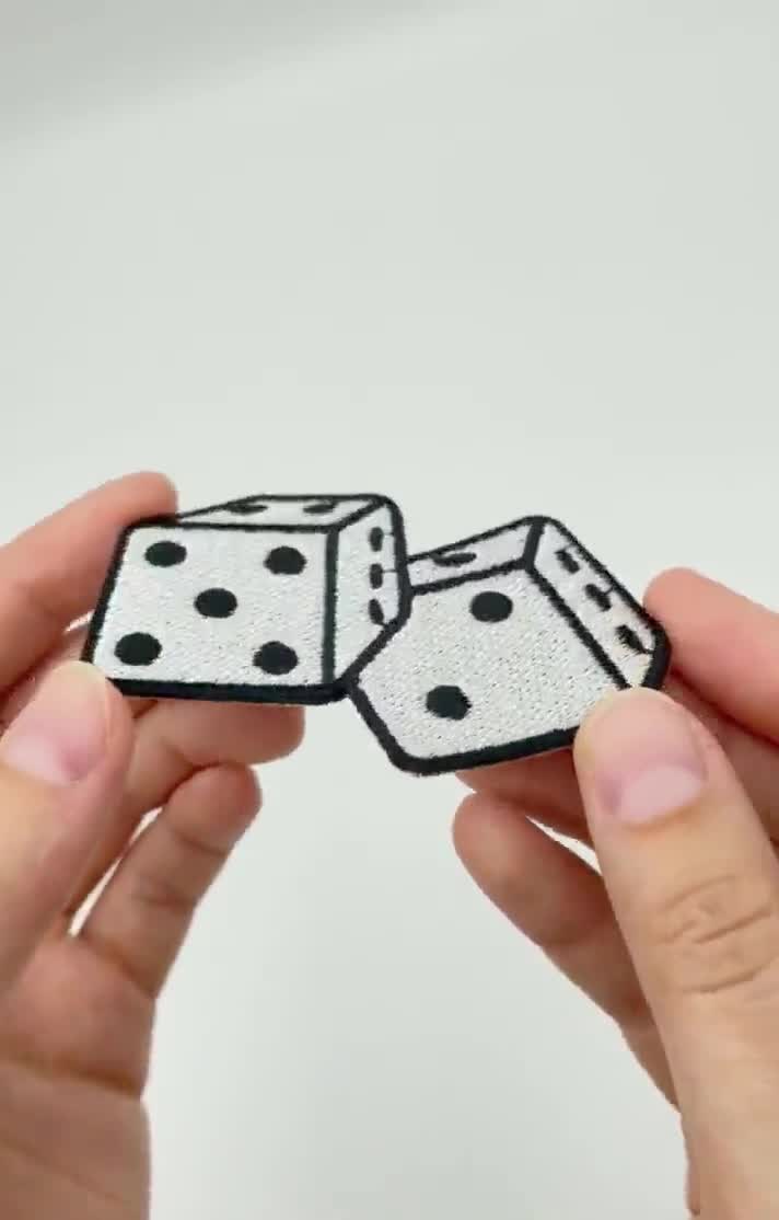Toppa termoadesiva con dadi da casinò | Toppa termoadesiva con numeri da poker, blackjack, fortuna e gioco d'azzardo, motivi termoadesivi video poster