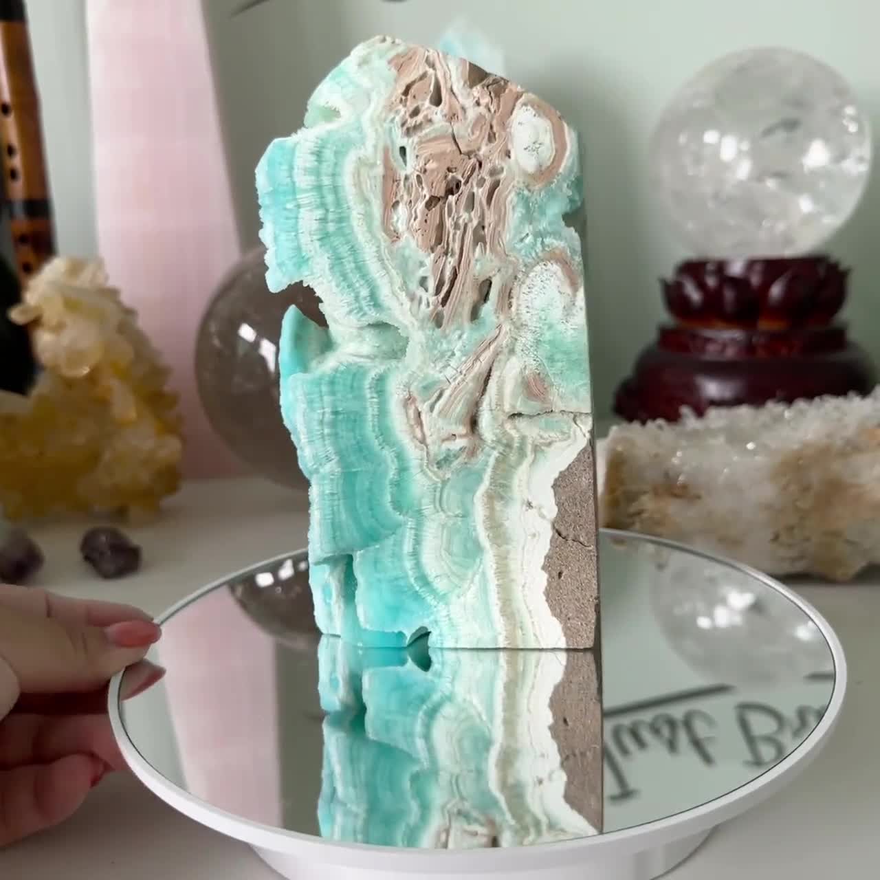 高品質 ハイクオリティ 天然石 レア ブルーアラゴナイトタワー Blue