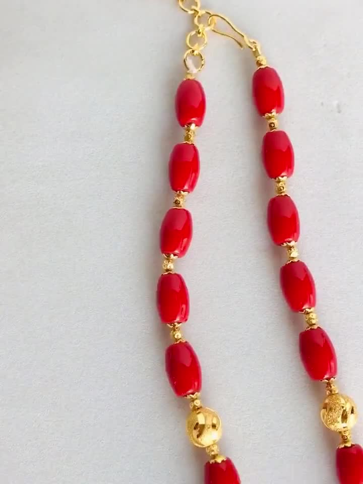Designer Coral Beads Necklace 5 Layers Latest Trend at Rs 2800, मनको का  हार in Hyderabad