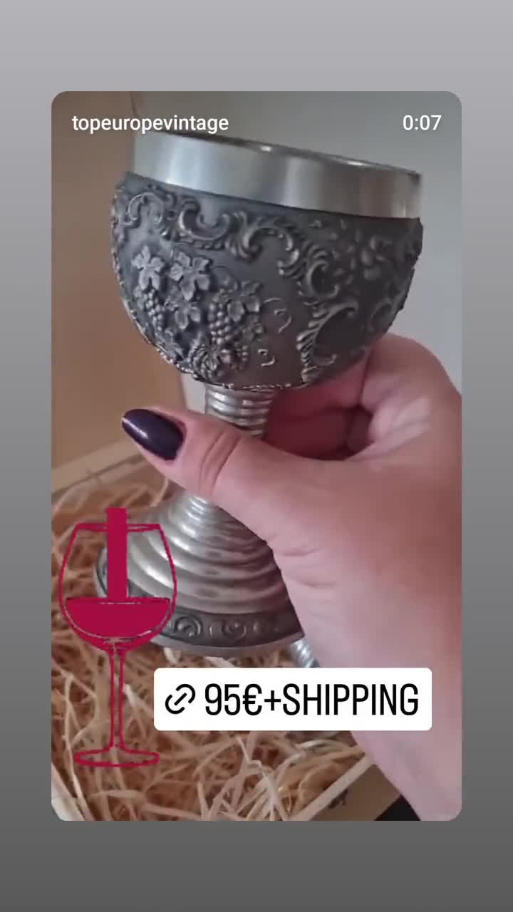 PRETYZOOM Weinbecher Metall Mit Gravur - Vintage Kelchglas 12,5cm