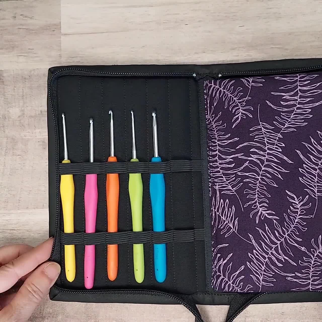 Crochet Hook Case for Easy-grip Style Hooks in Purple and Black