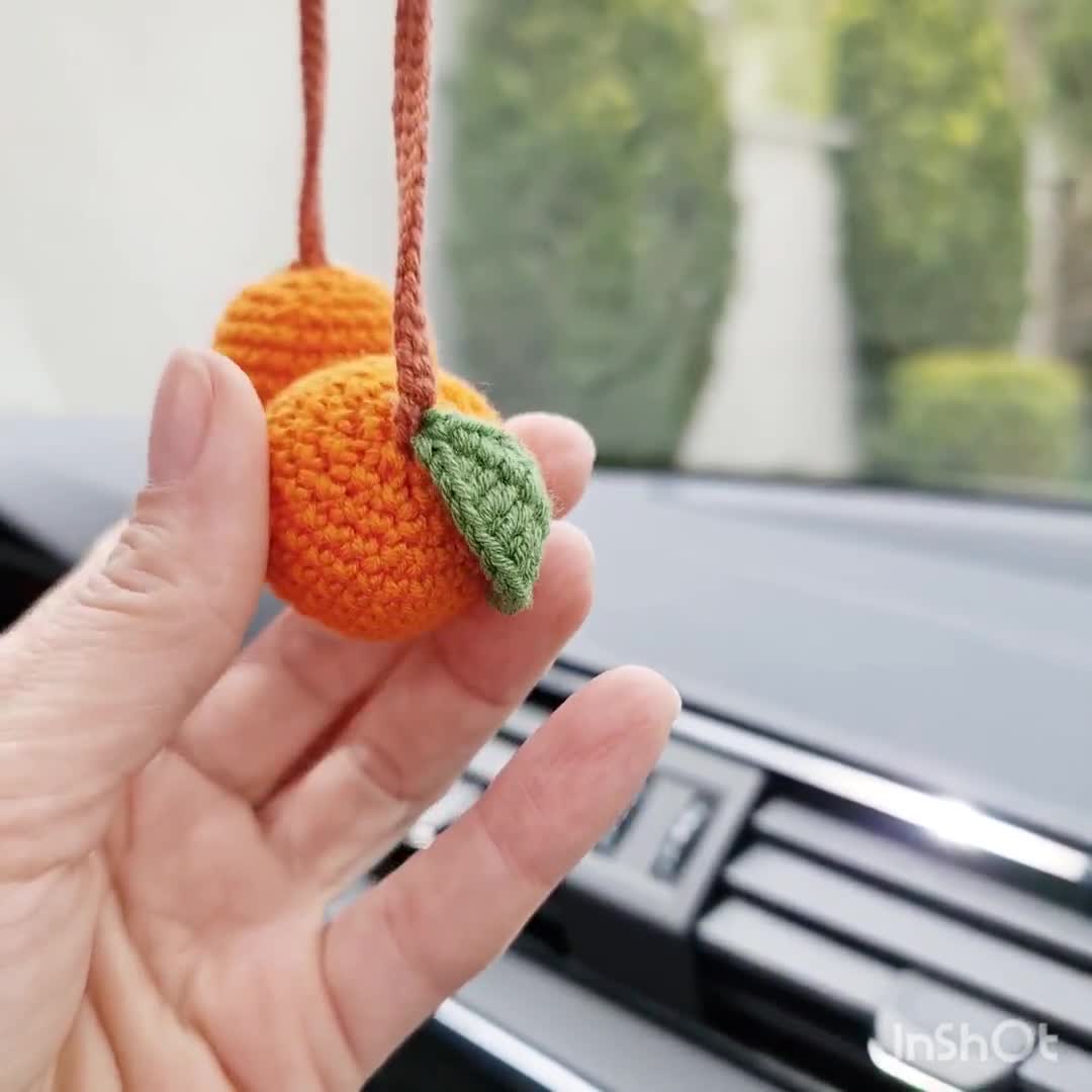 Crochet Orange Car Handing Charms Car Rear View Mirror Hanging Accessories  Car Accessories for Teens -  Israel